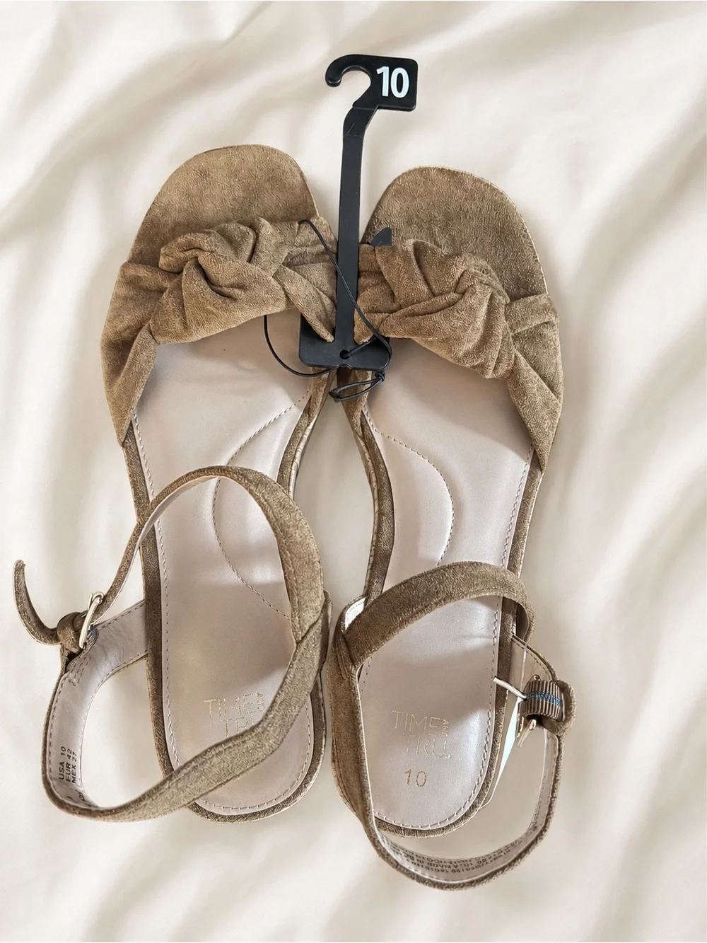 Time and Tru Tan Knot Suede Platform Sandals